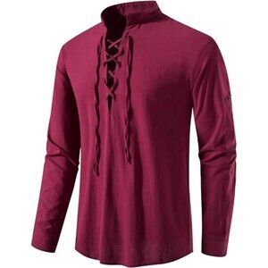 Men's Long Sleeve Shirts Retro Red